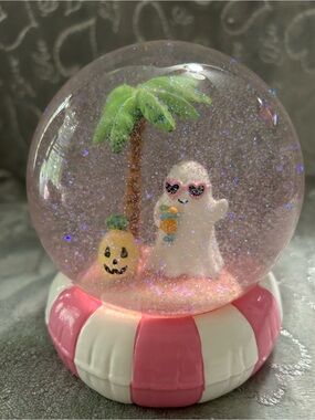 NEW Cute Pink Ghost Snow Globe on Holiday Decoration